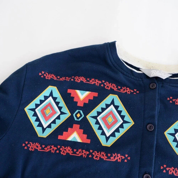 Vintage Blair Navy Aztec Button Up Cardigan Sweater Size Xl - Picture 10 of 12